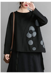 Splicing Large Petals Printed Long-Sleeved Loose Sweatshirt